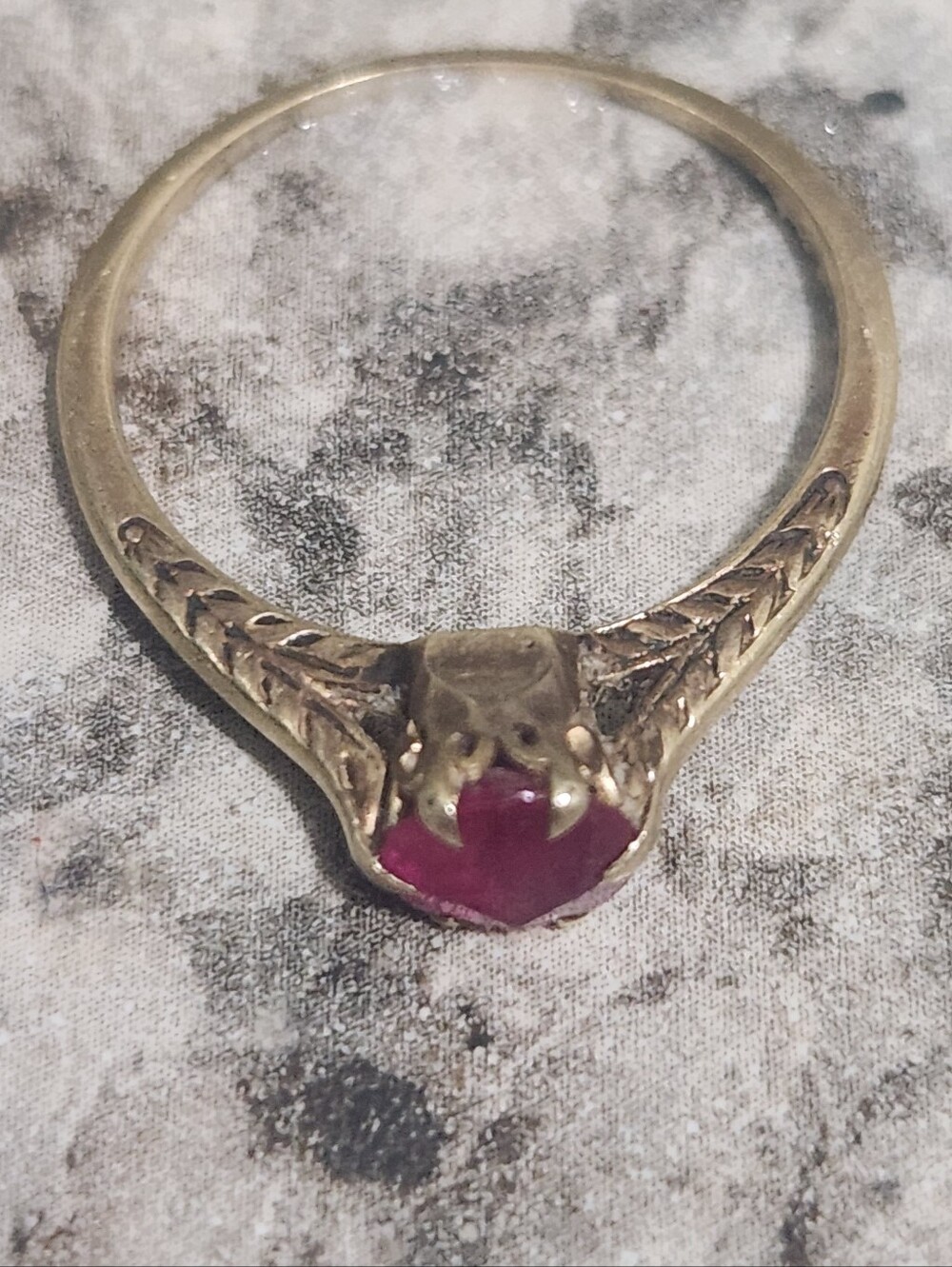 Antique 14k Gold Art Deco 6-pronged Lab Ruby Filigree Solitaire Ring - Picture 12 of 16